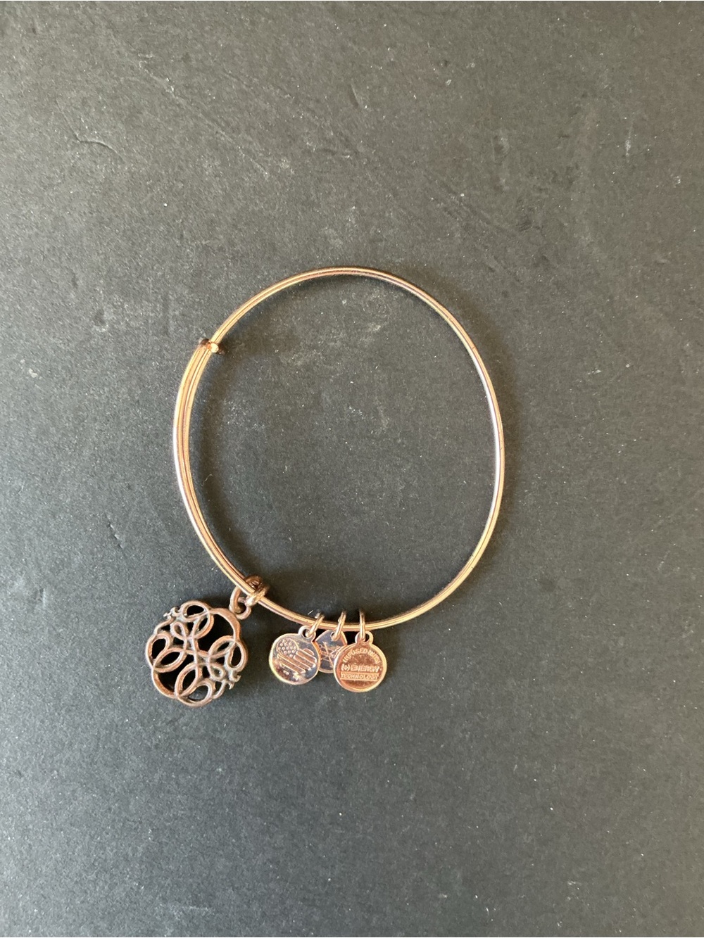 Source Unknown Rose Gold Filigree Charm Bangle Bracelet